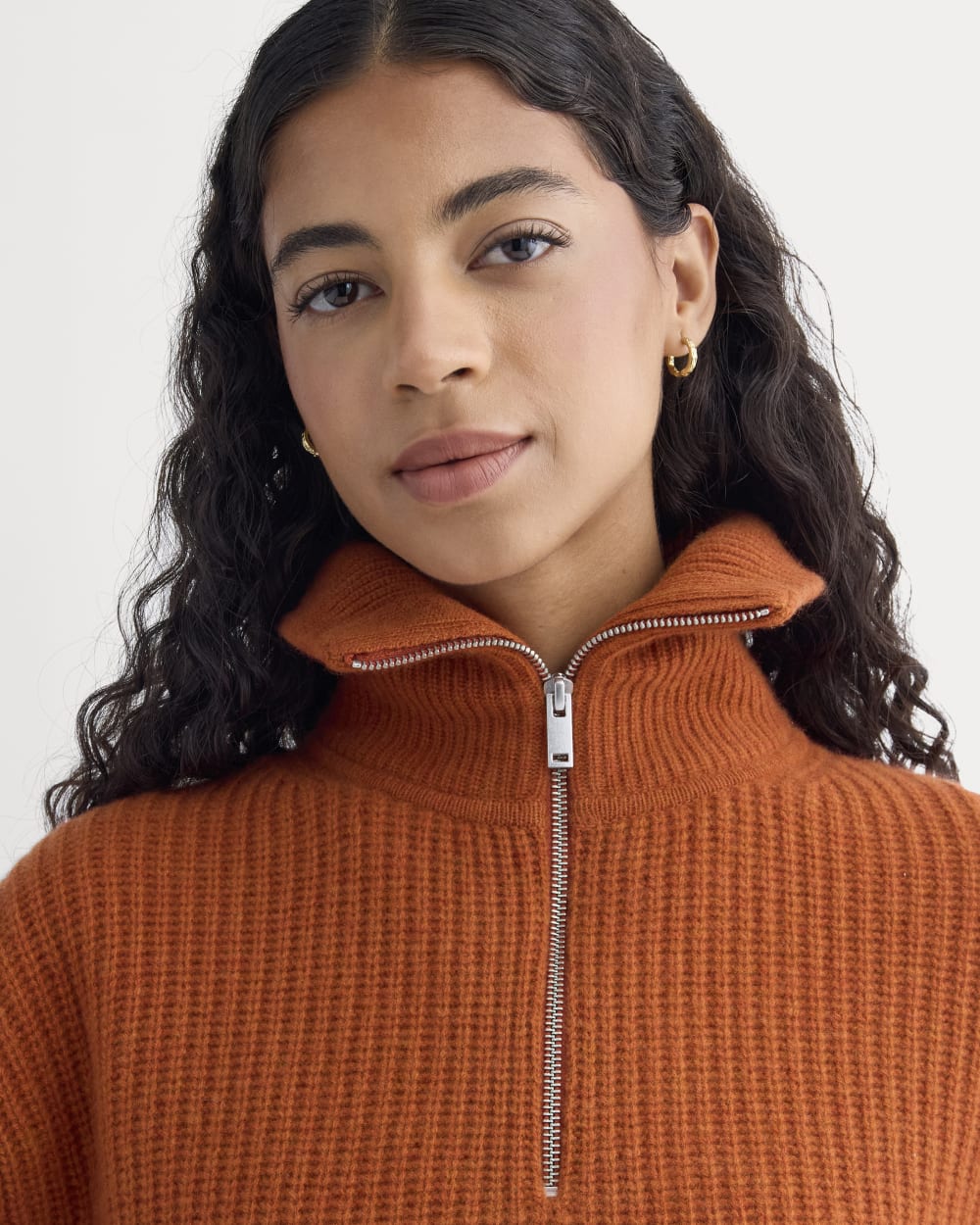The Half-Zip Sweater in Luxe Merino | Rust Heather