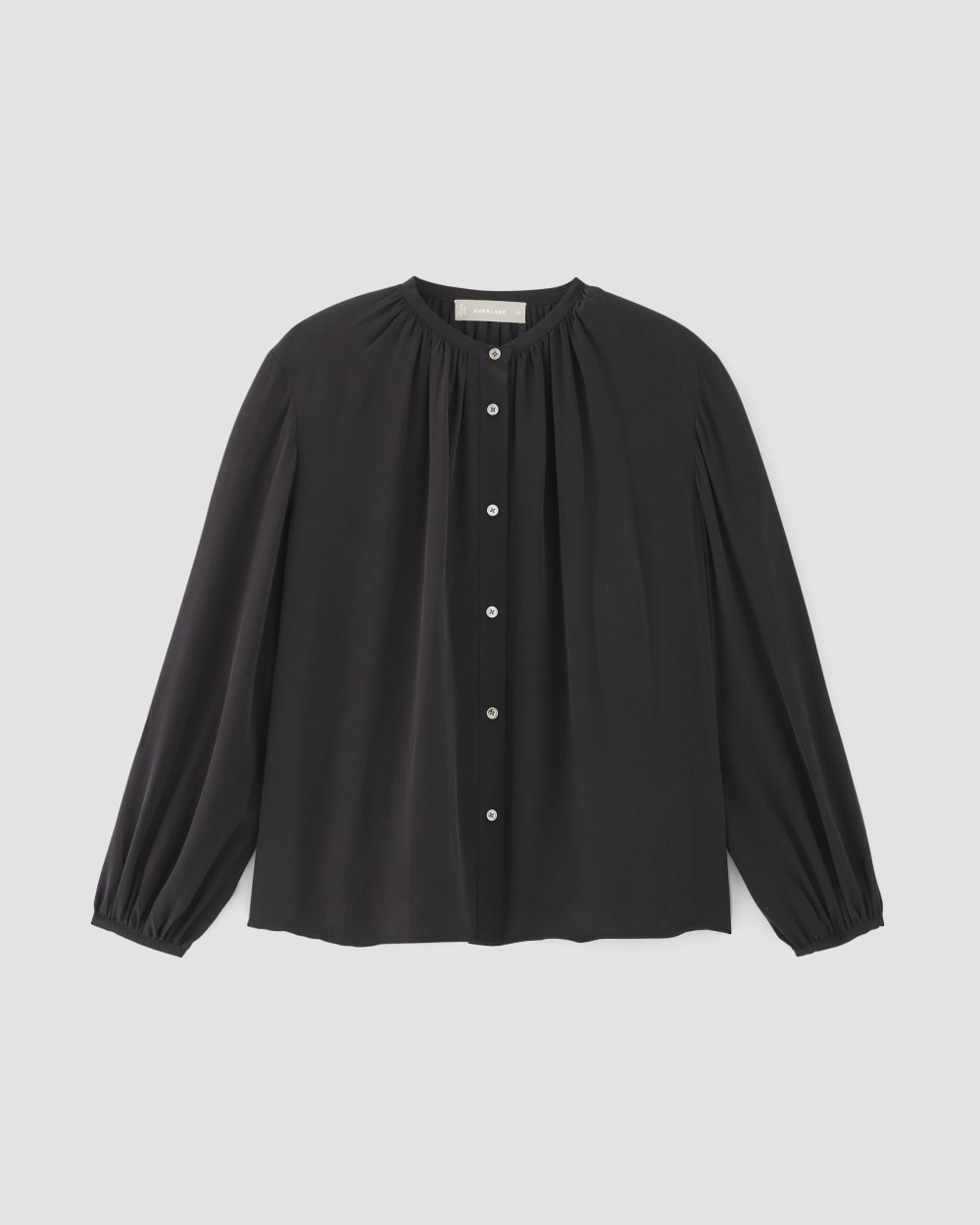 The Washable Clean Silk Shirred Blouse | Black