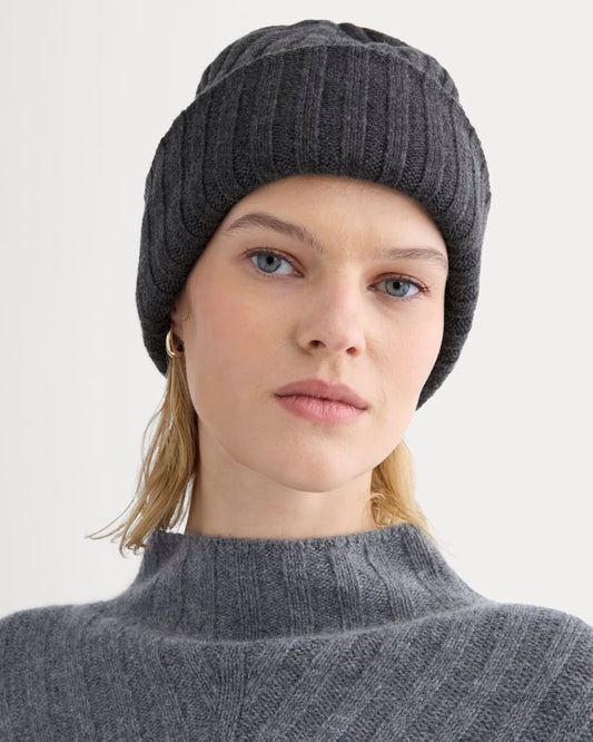 Chunky Ribbed Beanie | Heathered Soot