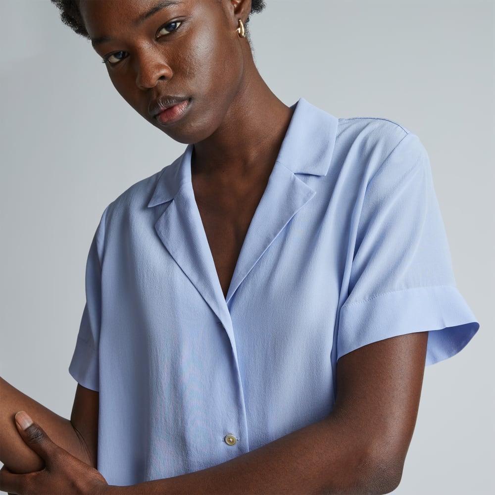 The Notch Shirt in Washable Silk | Periwinkle