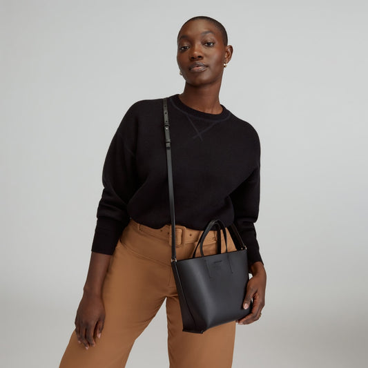 The Luxe Italian Leather Crossbody | Black