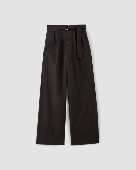 The Pleated Wide-Leg Chino | Black