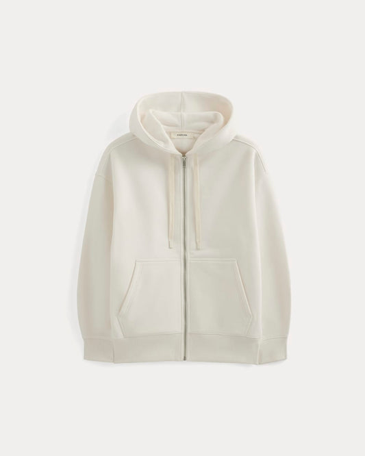 Luxe Fleece Oversized Full-Zip Hoodie | Bone