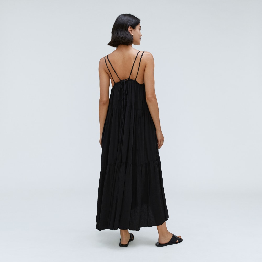The Naia™ Ripple Tiered Maxi Dress | Black