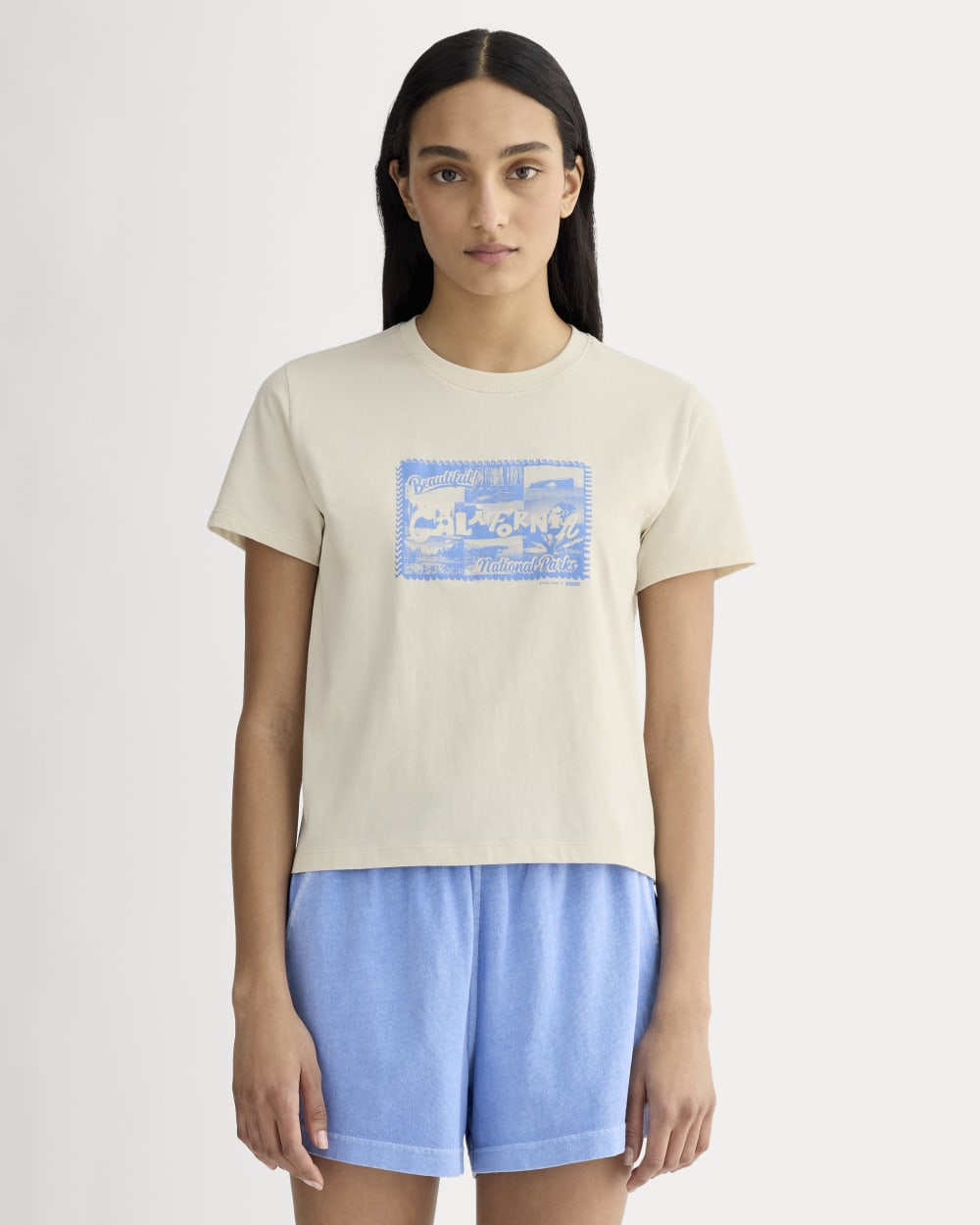 The Everlane x Parks Project Box-Cut Tee | Natural / Granada Sky Blue