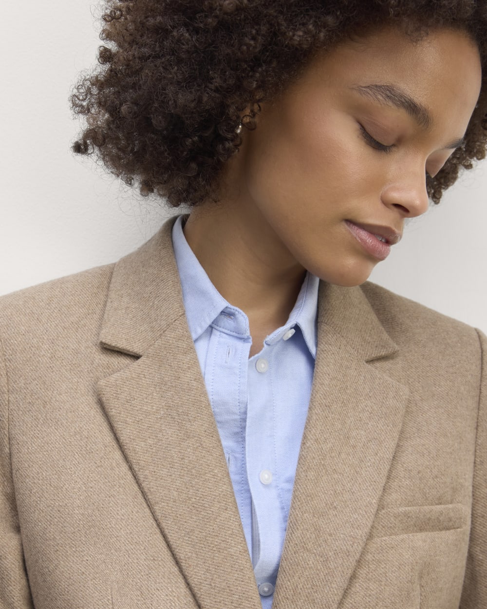 The Oversized Blazer in Wool | Beige Twill