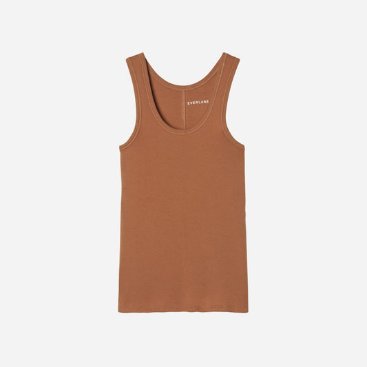 The Pima Micro-Rib U-neck Tank | Tawny Brown