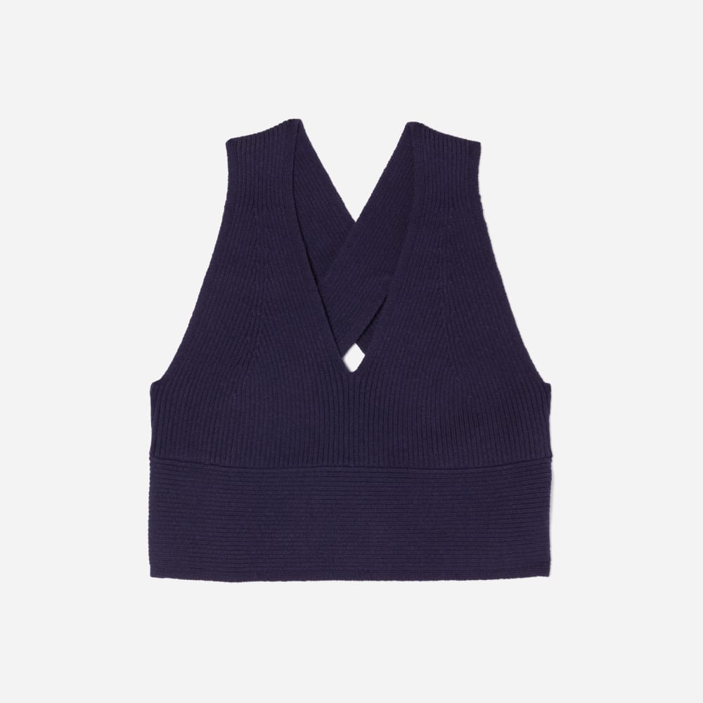 The Cross-Back Cropped Sweater Top | Midnight Blue