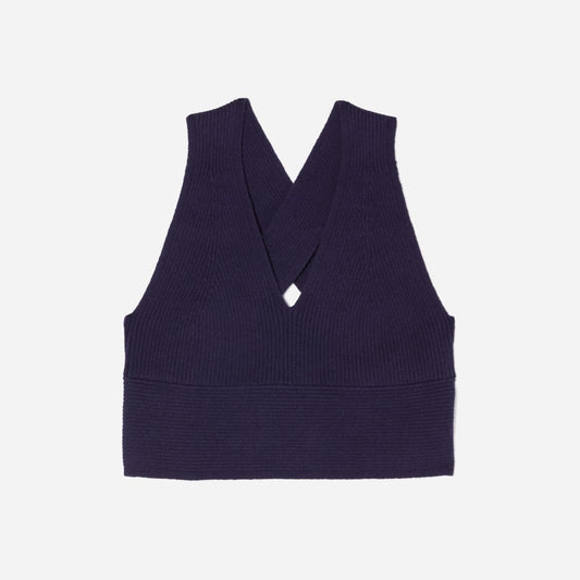 The Cross-Back Cropped Sweater Top | Midnight Blue