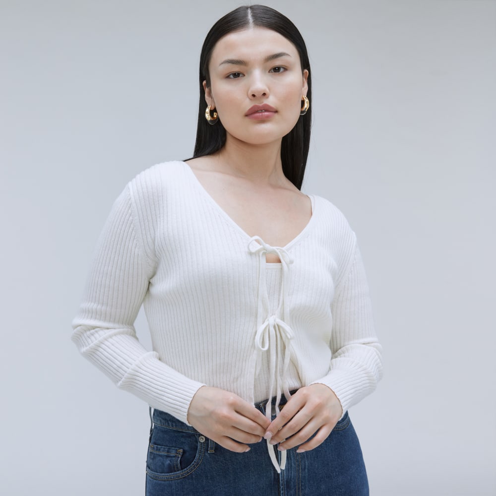 The Cotton-Merino Front-Tie Top | Snowflake