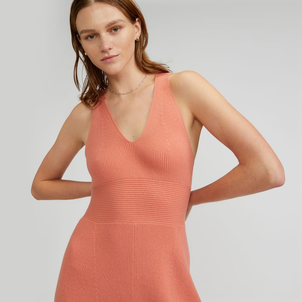 The Ribbed Cotton Cross-Back Dress | Tawny Pink