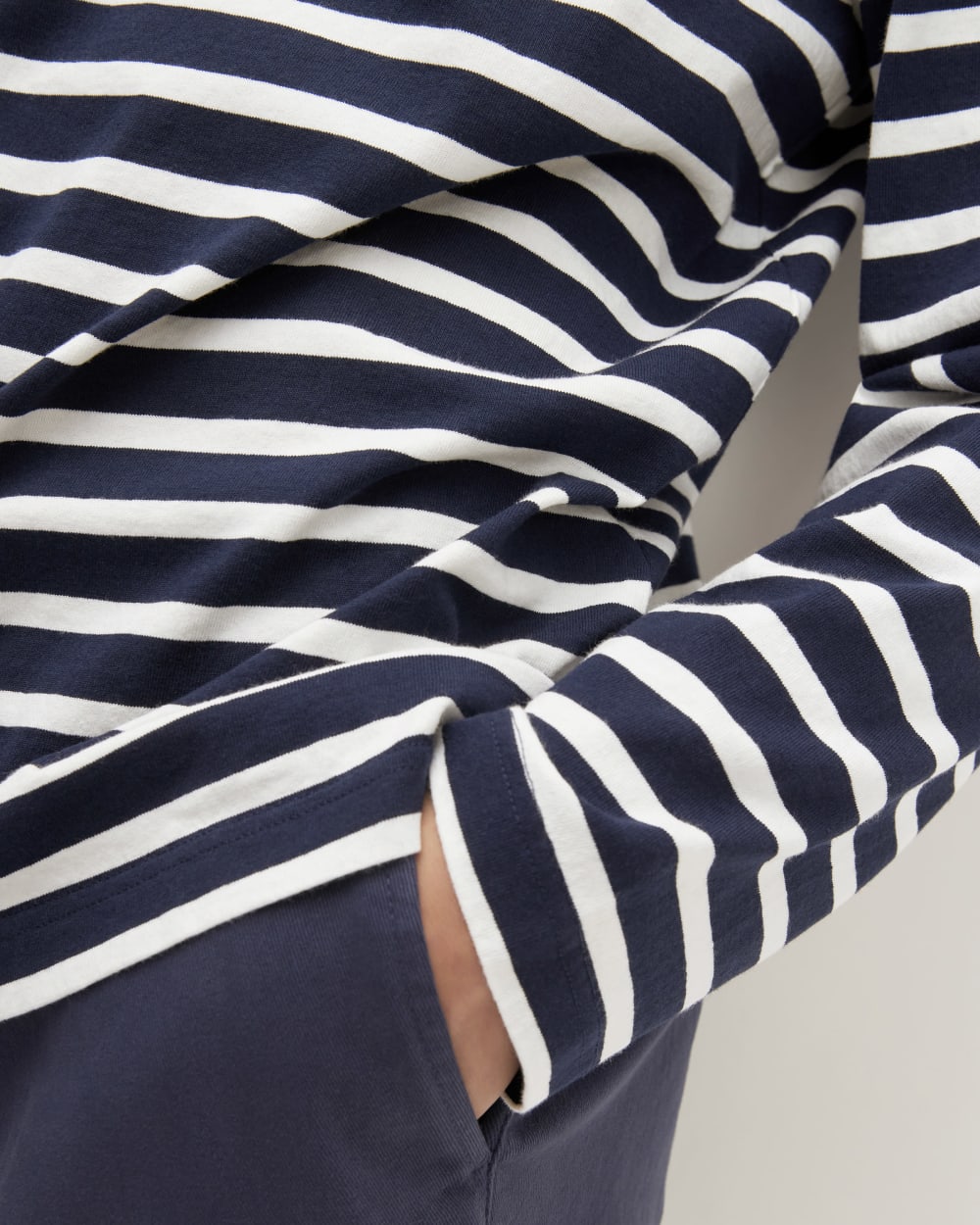 The Premium-Weight Long-Sleeve Mariner Tee |  Navy / Bone