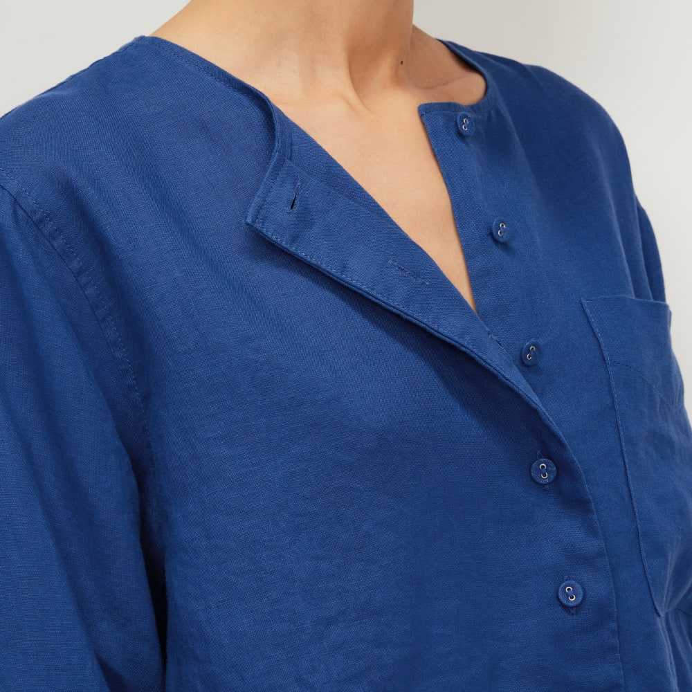 The Linen Popover Shirt | Mazarine Blue