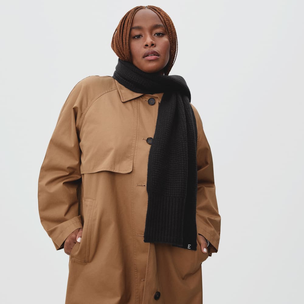 The Felted Merino Waffle-Knit Scarf | Black