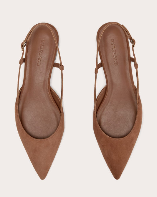 The Studio Slingback Flat | Saddle Brown Suede