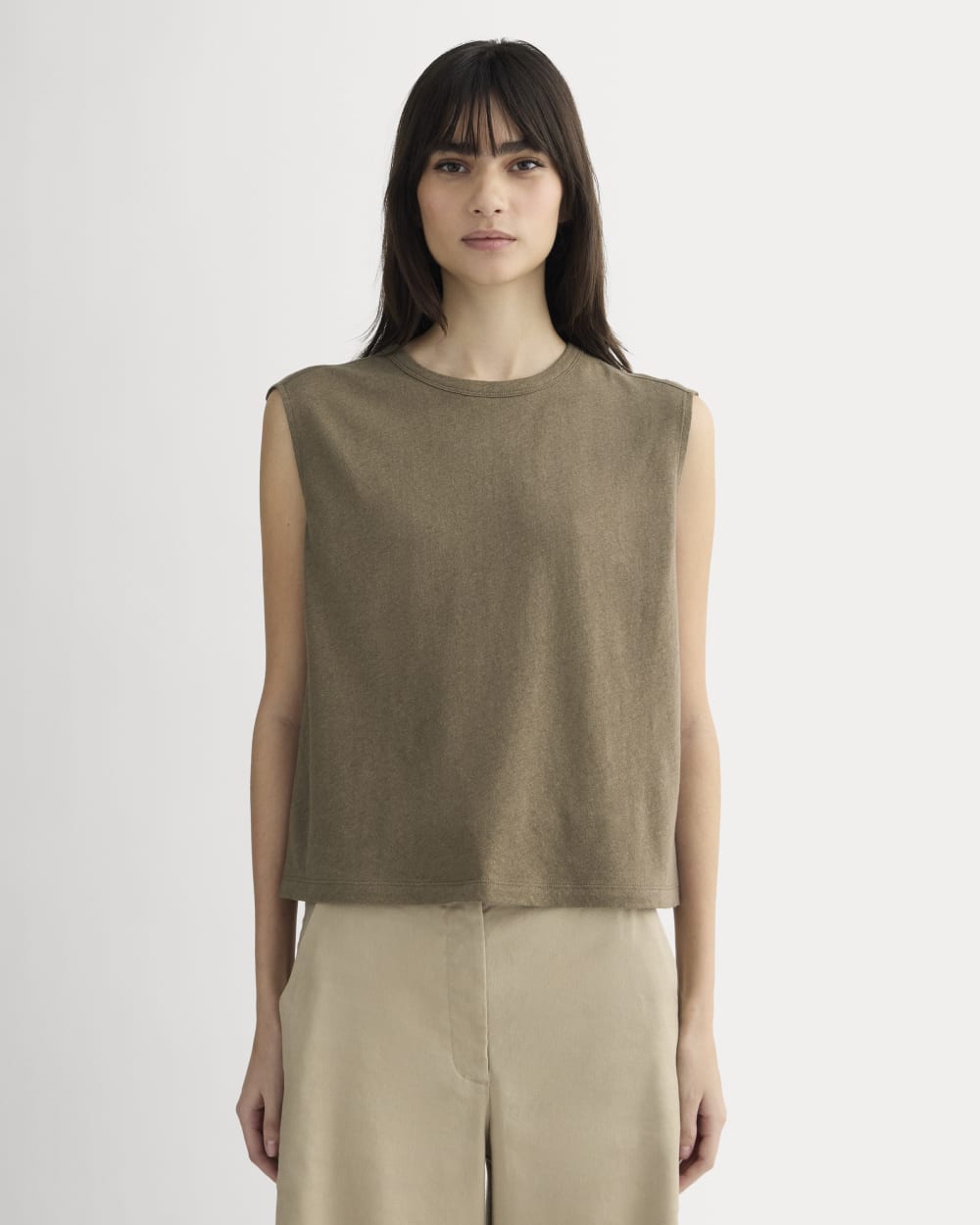 The Muscle Tee in Cotton Linen | Deep Taupe