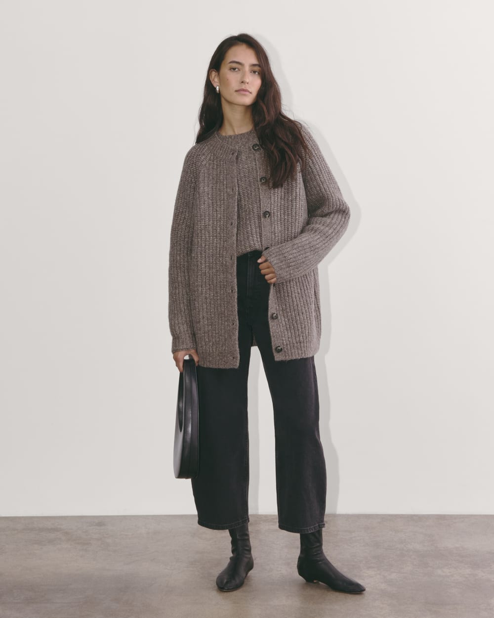The Fisherman Cardigan in Cloud | Taupe Melange