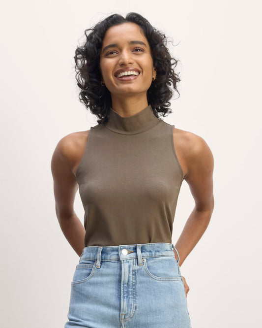 The Form Mock-Neck Tank | Taupe