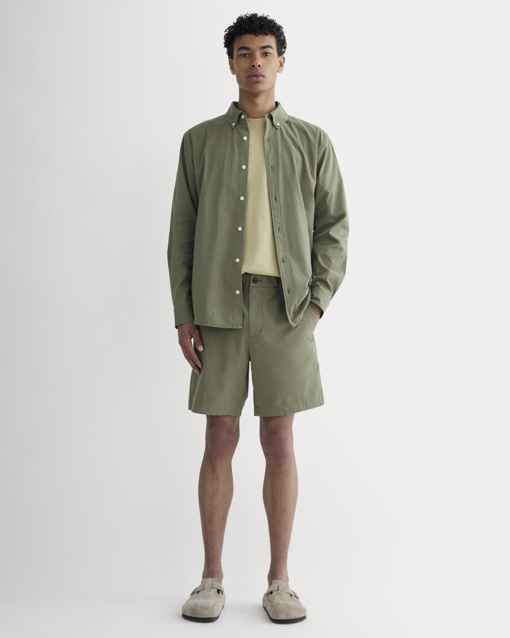 The Seersucker Short | Lichen Green