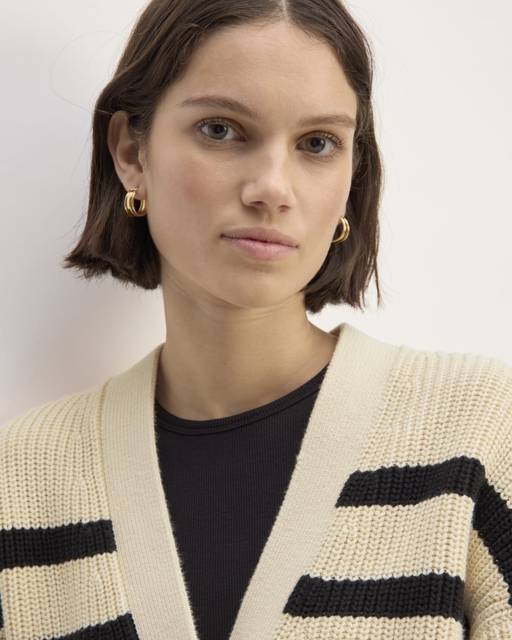 The Boxy Cardigan in Everyday Cotton | Canvas / Black