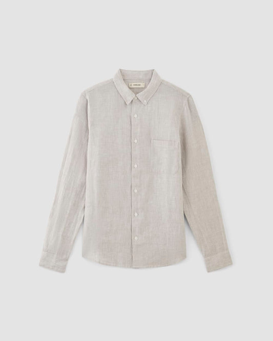 The Classic Shirt in Linen | Stone / White