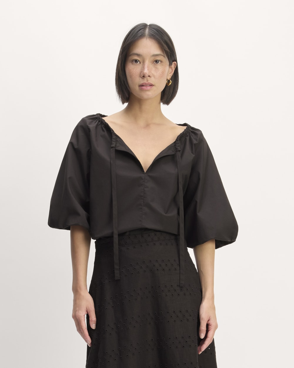 The Supima® Puff-Sleeve Top | Black
