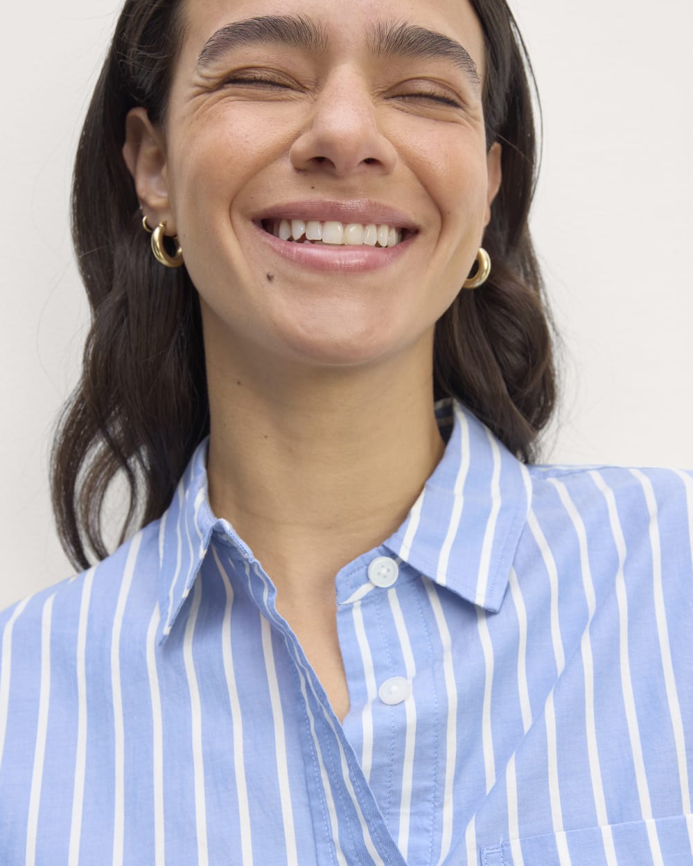 The Way-Short Shirt in Silky Cotton | Mariner Blue / White