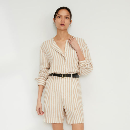 The Linen Popover Shirt | Bone / Caramel