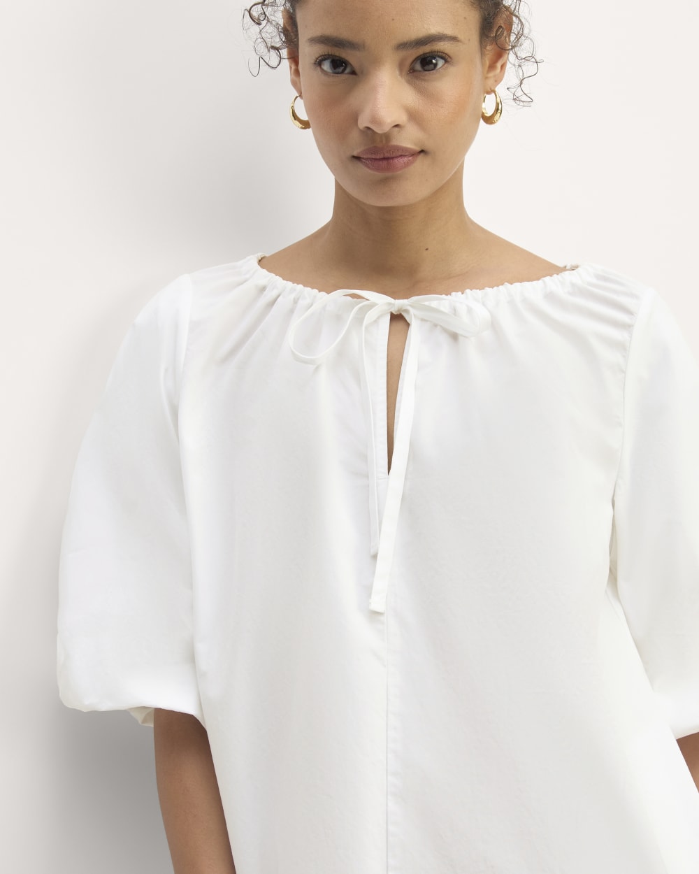 The Supima® Puff-Sleeve Dress | White