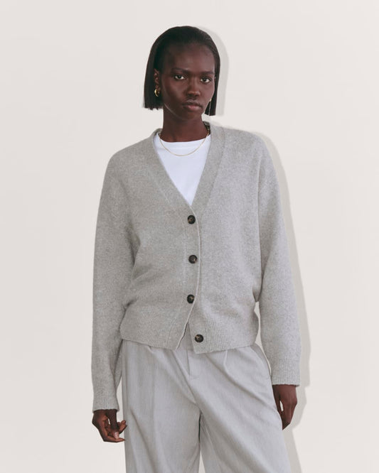 The Cocoon Cardigan in Plush Cotton | Heathered Grey