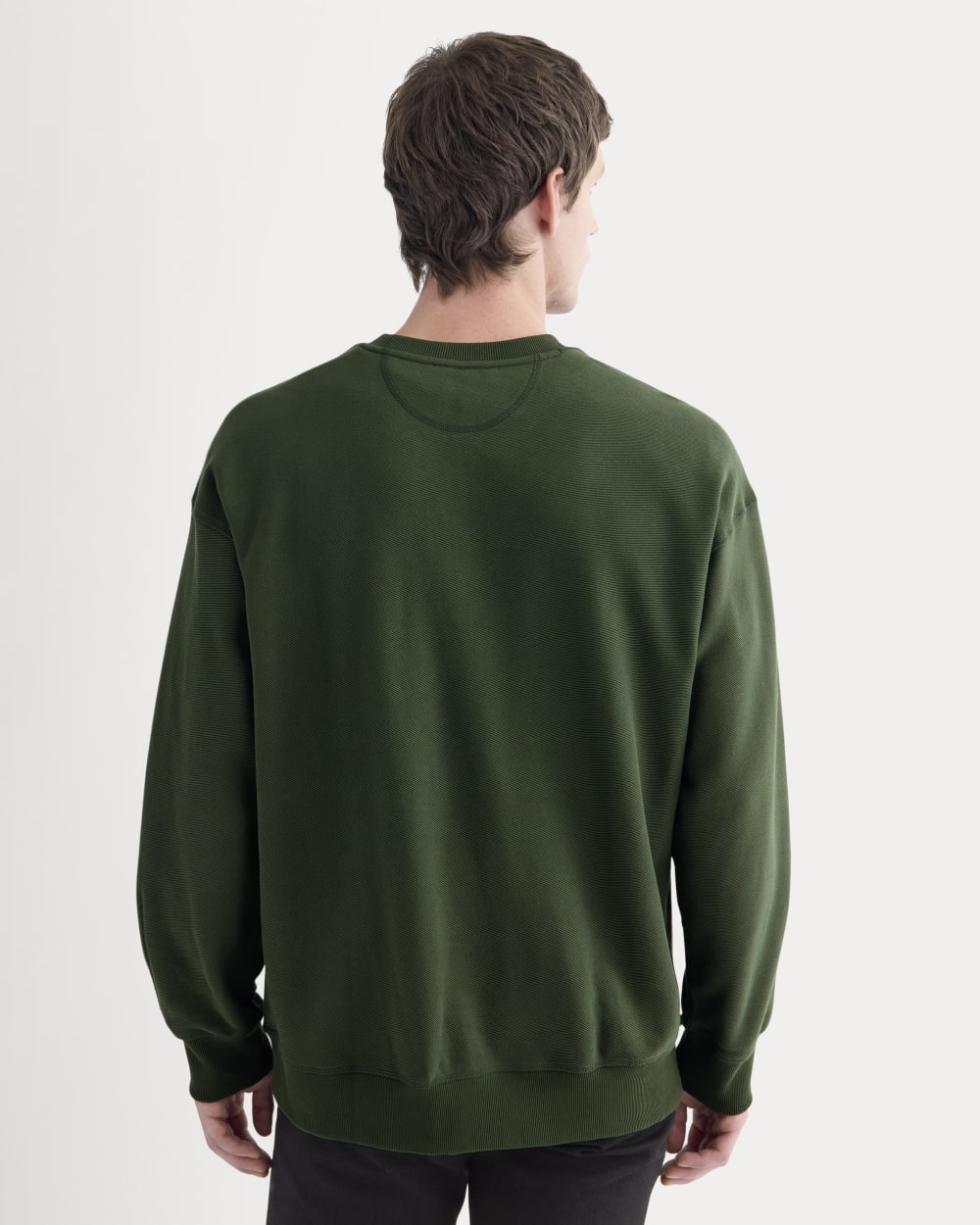 Twill Terry Jacquard Crew Sweatshirt | Dark Forest