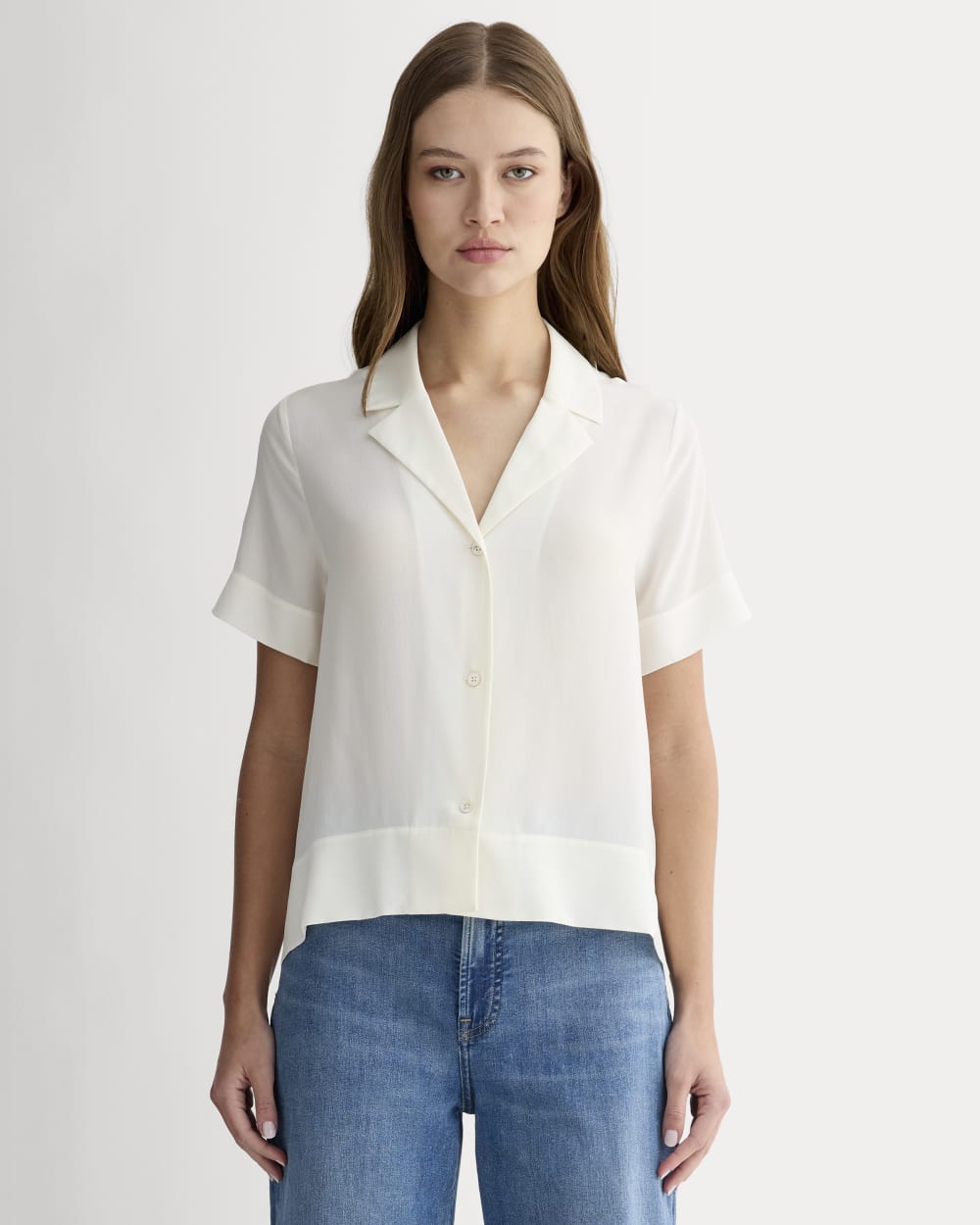 The Notch Shirt in Washable Silk | Off-White