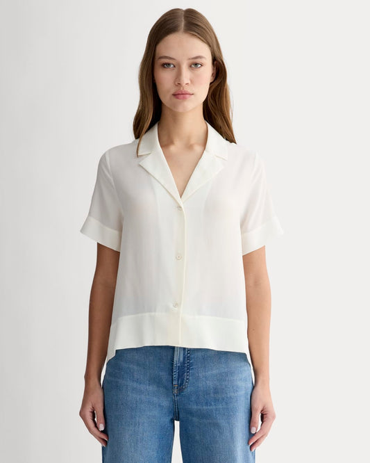 The Notch Shirt in Washable Silk | Off-White