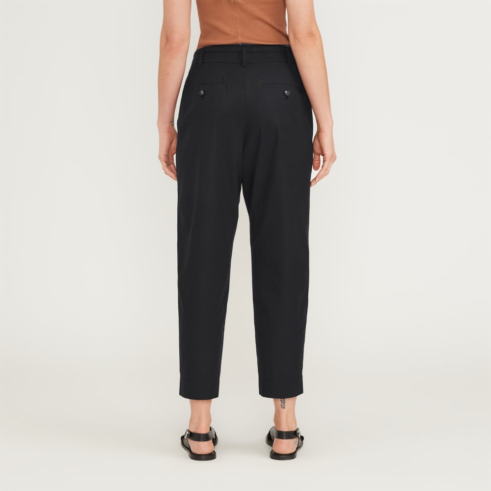 The Poplin Pleated Taper Pant | Black