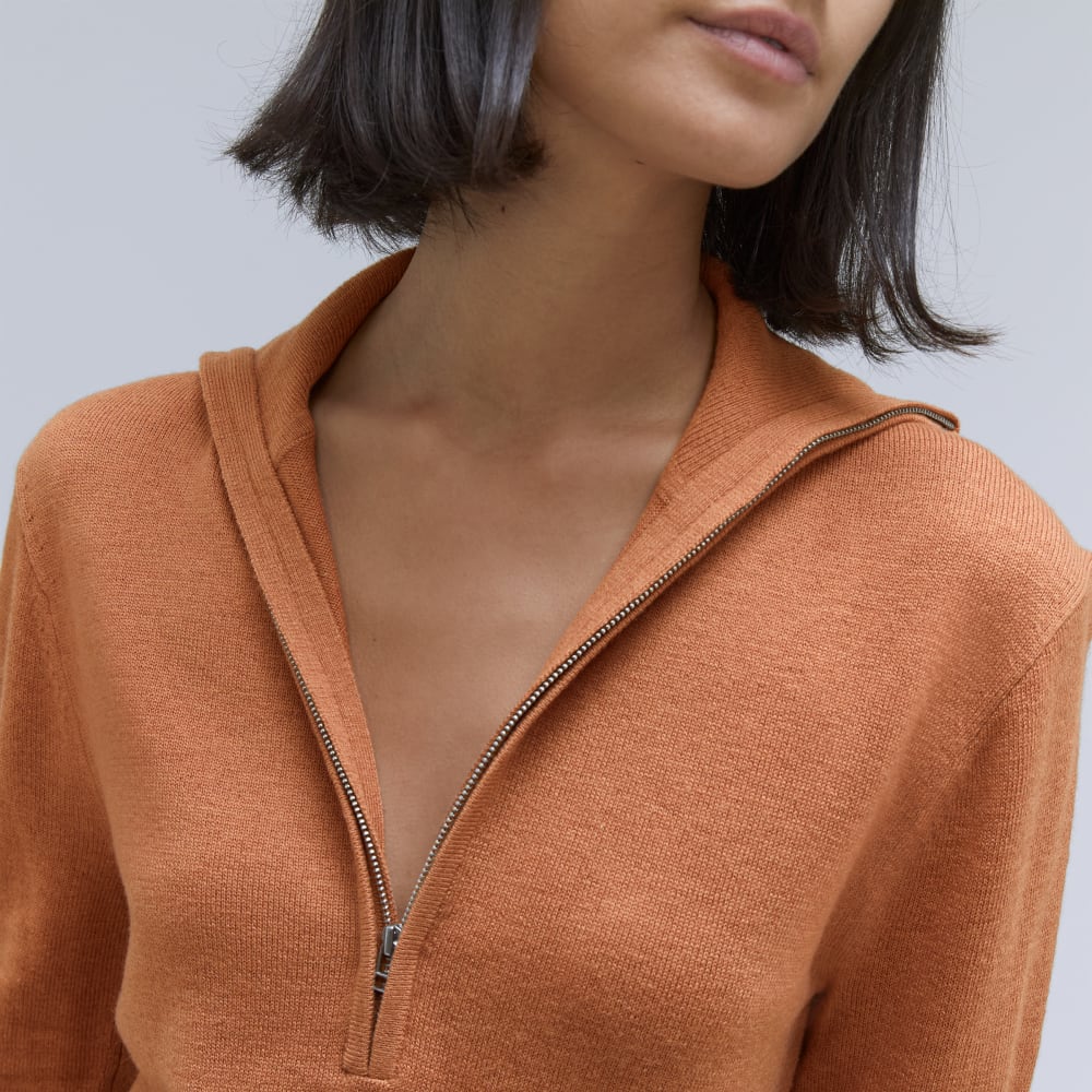 The Luxe Merino Half-Zip Sweater | Tawny Brown