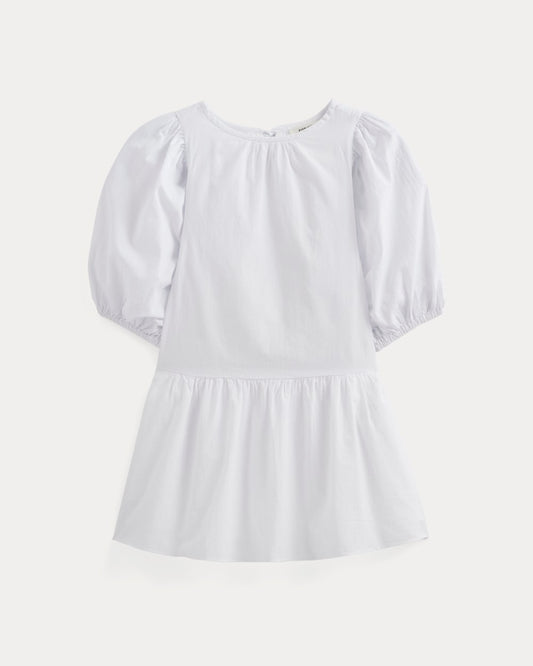 The Gauze Puff-Sleeve Mini Dress | White