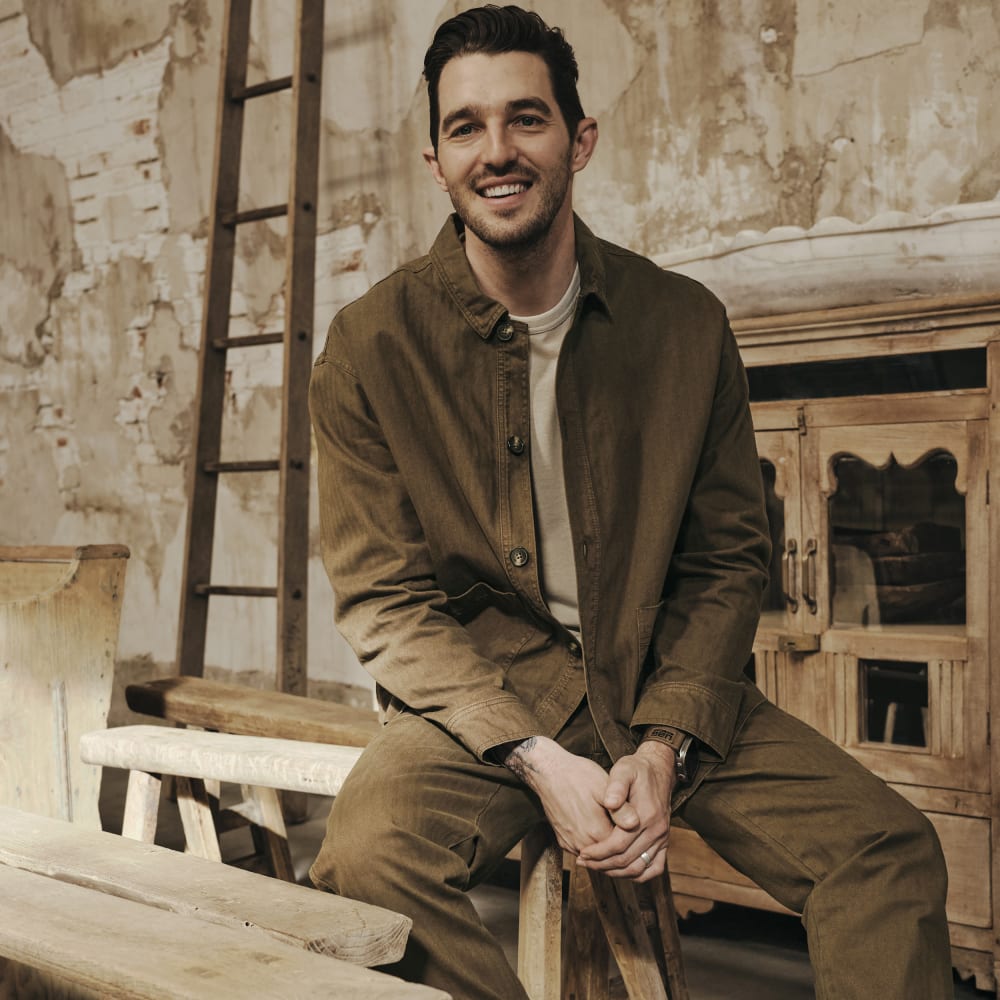 The Organic Cotton Herringbone Utility Jacket | Beech