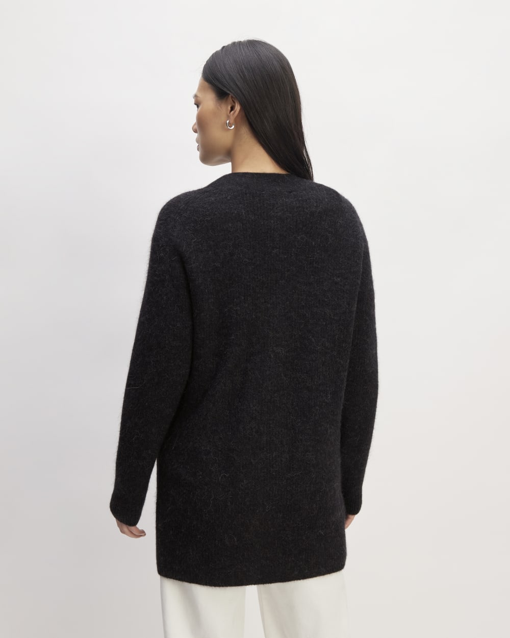 The Oversized Alpaca Pocket Cardigan | Heathered Black