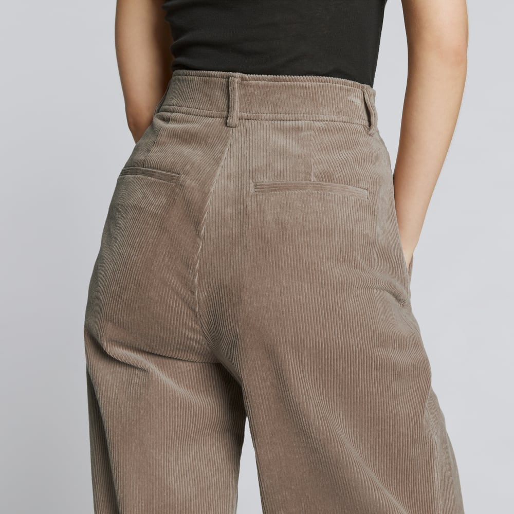 The Corduroy Way-High® Drape Pant  | Taupe Grey