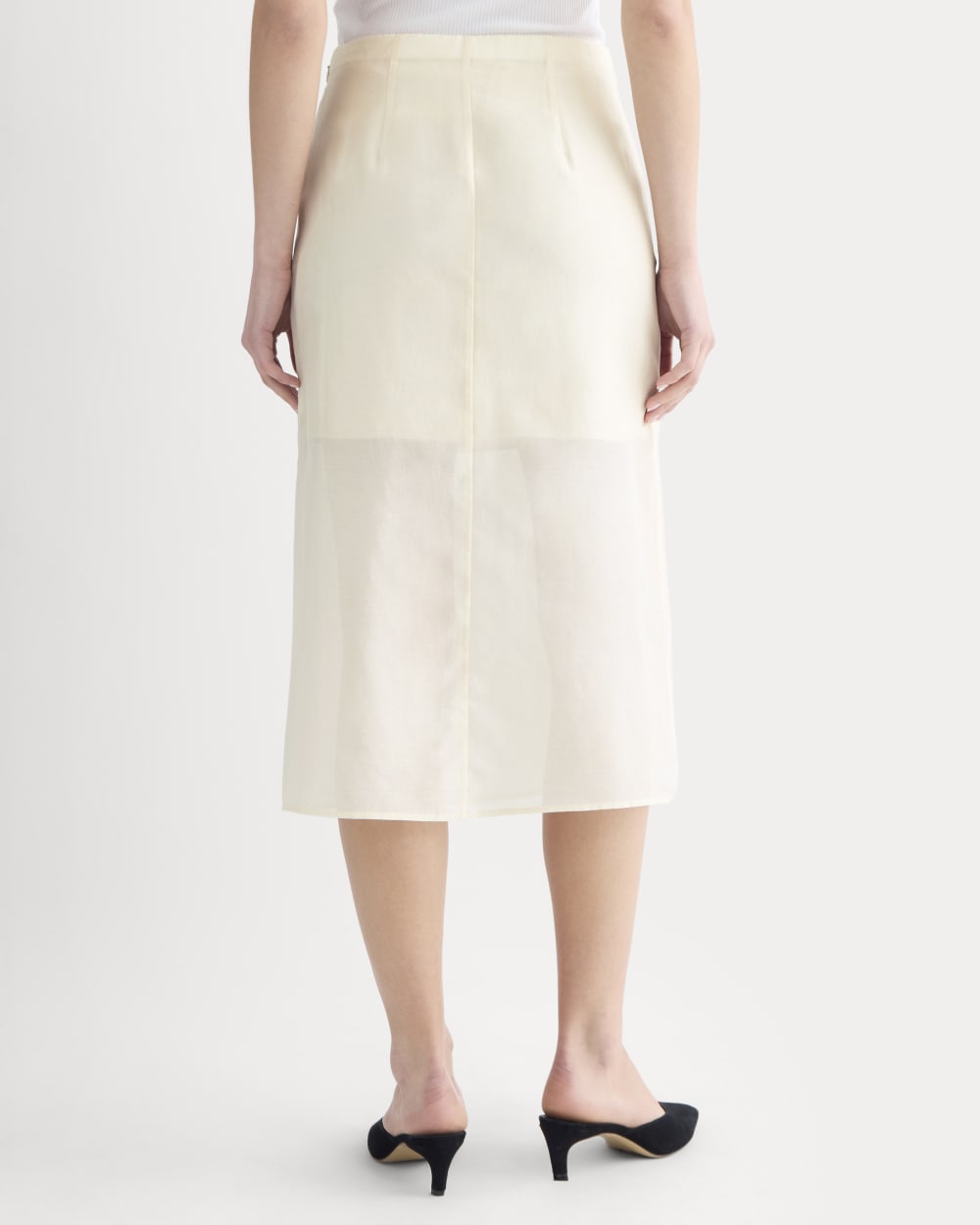 Midi Skirt in Cotton-Silk Organza | Parchment