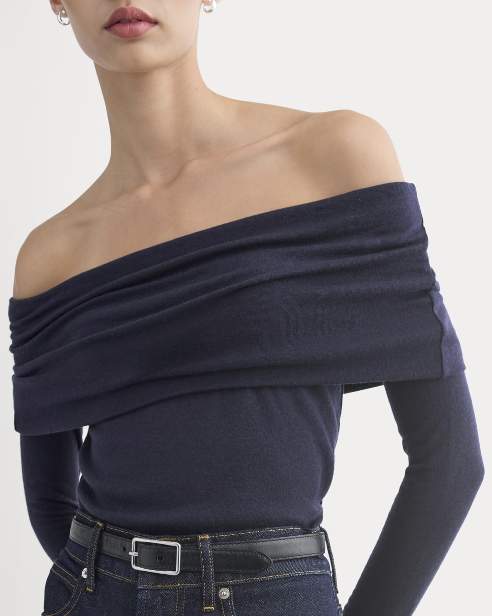 The Off-the-Shoulder Top in Butterluxe | Deep Navy