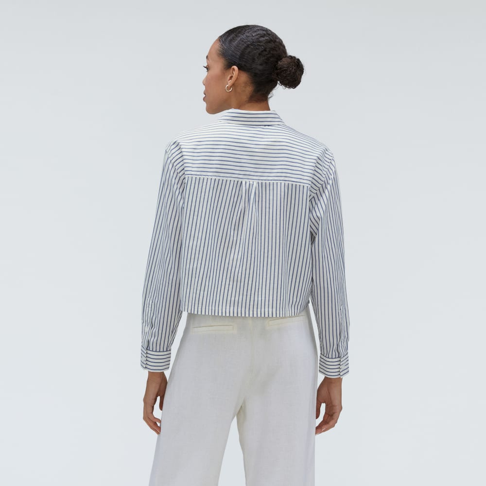 The Way-Short Shirt in Silky Cotton | Deep Blue / Canvas