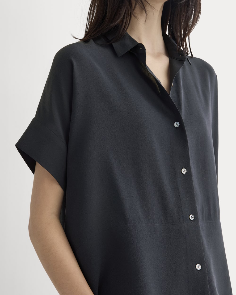The Boxy Shirt in Washable Silk | Navy