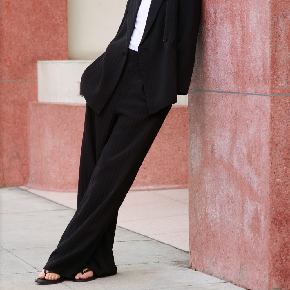 The City Stripe Way-High® Drape Pant | Black
